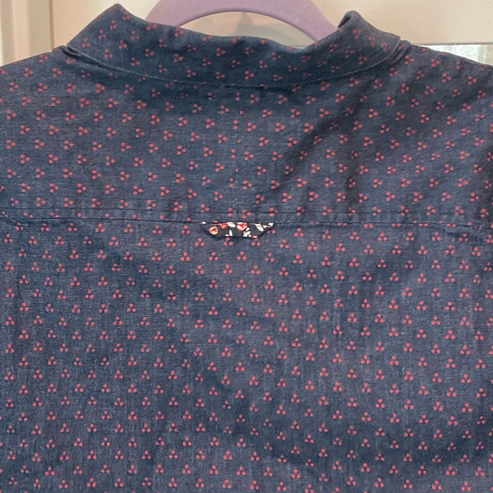 7 Diamonds Navy and Red Patterned Button Down Shirt Size L - Picture 7 of 13